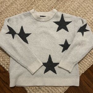 Aqua Gray and Black Star Pattern Sweater
